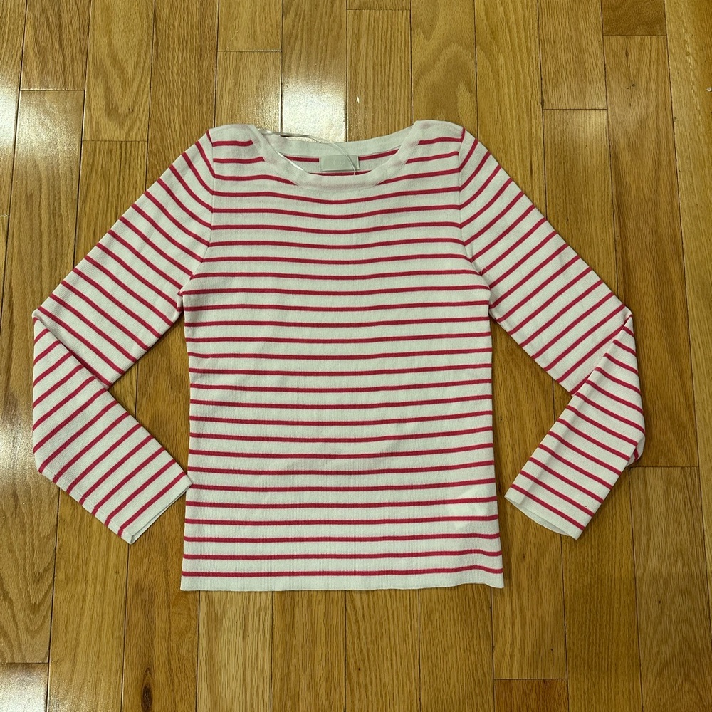 Striped Knit Top - Pink and White
